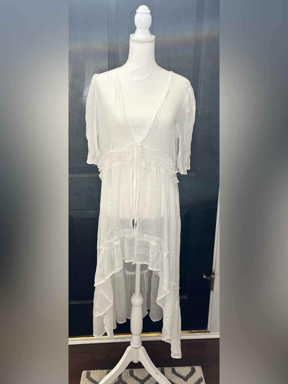 Swimsuit Coverup XL V-Neck Ruffle Hi-Lo Boho Style Maxi